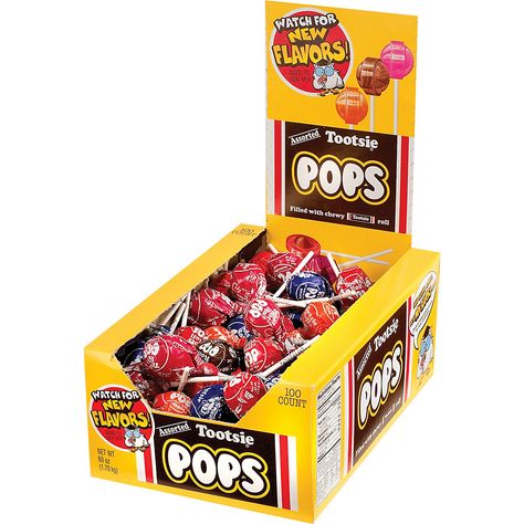 Made in USA Tootsie Roll Pops are delicious lollipops with a soft, chewy chocolate Tootsie interior. Enjoy them in a variety of flavors, including orange, strawberry, grape and cherry.  Product Features:  * Delicious lollipops with a soft, chewy chocolate Tootsie interior * Variety of flavors including orange, strawberry, grape and cherry * Made in USA * Includes 100 count box of Tootsie Roll Pops  (Model 508/520/524G) Product information is provided by the supplier and BJ’s does not represent or warrant the information is accurate or complete. Always consult the product’s labels, warnings, and instructions before use. Please see additional terms atbjs.com/termsofuse Tootsie Pops, Tootsie Roll Pops, Tootsie Pop, Strawberry Powder, Candy Display, Tootsie Roll, Custom Candy, Sour Candy, Candy Buffet