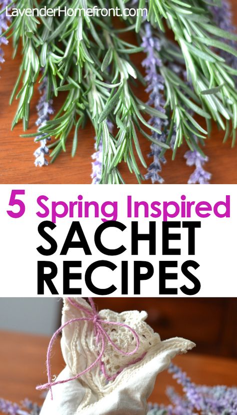 Head into spring with these beautifully scented sachet potpourri recipes! Using essential oils, dried herbs and flowers, these potpourris will have your drawers and closets smelling lovely. #spring #potpourri #DIYcrafts #sachets #essentialoils #driedherbs #driedflowers Dried Flower Sachets, Scented Sachets Ideas, Potpourri Recipes Dried, Scented Sachets Diy, Diy Potpourri Dried, Spring Potpourri, Potpourri Diy, Wicca Holidays, Lavender Potpourri