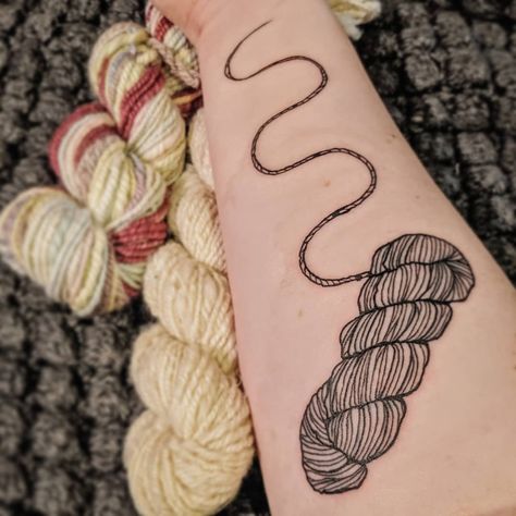 Skein Of Yarn Tattoo, Crocheting Tattoos, Knitting Tattoos, Yarn Tattoo, Knitting Tattoo, Yarn Skein, Kinds Of Colors, Handspun Yarn, Piercing Tattoo