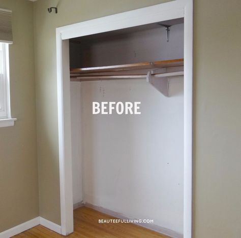 Before I had my bedroom closet updated, I thought having a "walk-in" closet was the only way my husband and I could share a closet. Turned out, we just needed a… Bifold Doors Makeover, Cheap Closet, Make A Closet, Closet Redo, Closet Door Makeover, Custom Closet Design, Diy Rangement, Bifold Barn Doors, Closet Renovation