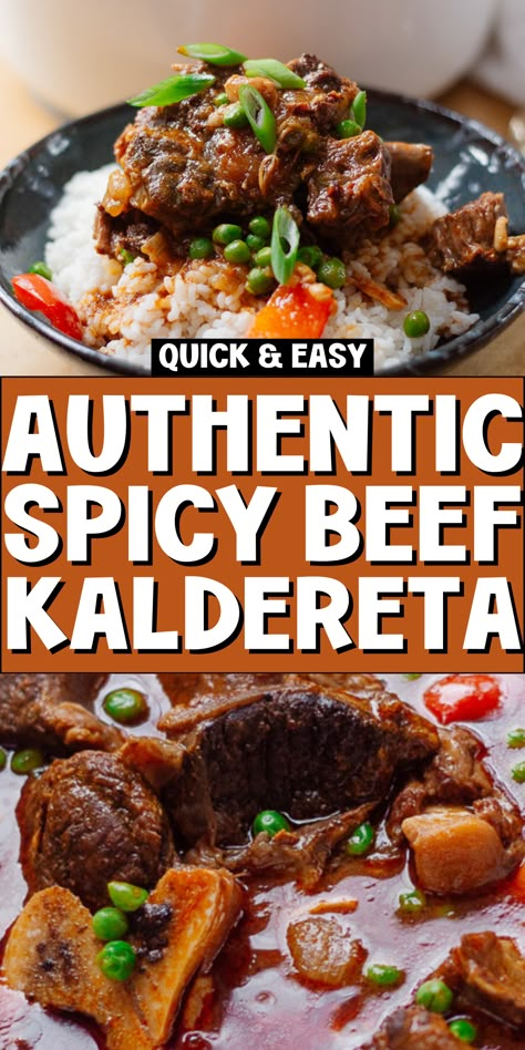 Experience the bold flavors of Deliciously Spicy Beef Kaldereta: A Filipino Favorite! This beef kaldereta Filipino food dish is a staple in Filipino cuisine, known for its rich and savory taste. Whether cooked in an Instant Pot, crockpot, or on the stove, our beef kaldereta recipe Filipino food is sure to satisfy. Enjoy this hearty beef caldereta with rice for a comforting meal. Beef Kaldereta Filipino Food, Kaldereta Recipe Filipino Food, Beef Caldereta Recipe Filipino Food, Beef Kaldereta Recipe, Phillipino Recipes, Kaldereta Recipe, Recipe Filipino Food, Caldereta Recipe, Beef Caldereta