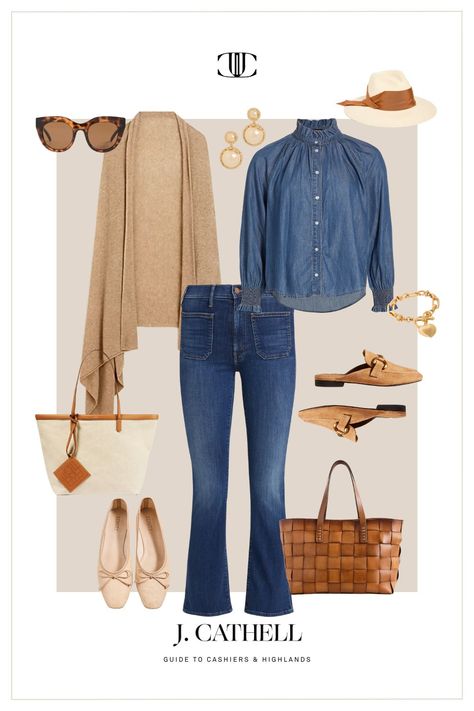 chambray + denim + beige cardigan 2022 Outfits, What Should I Wear, Beige Cardigan, Denim Outfit, Spring Outfit, Color Combos, Chambray, My Style, How To Wear