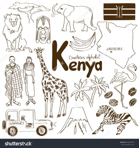 Scotland Symbols, Africa Drawing, Lake Victoria, Doodle Wall, Learn To Sketch, Africa Photography, Kenya Travel, Travel Icon, Cool Sketches