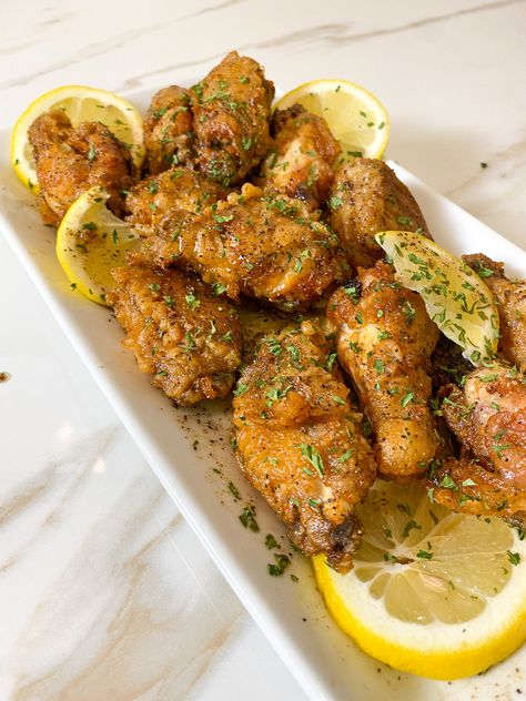 Browned Butter Lemon Pepper Wings — Davina McGill Preserved Lemon Chicken, Lemon Butter Sauce For Chicken, Butter Sauce For Chicken, Garlic Butter Chicken Wings, Sauce For Chicken Wings, Butter Chicken Wings, Lemon Garlic Butter Chicken, Lemon Pepper Sauce, Butter Chicken Sauce