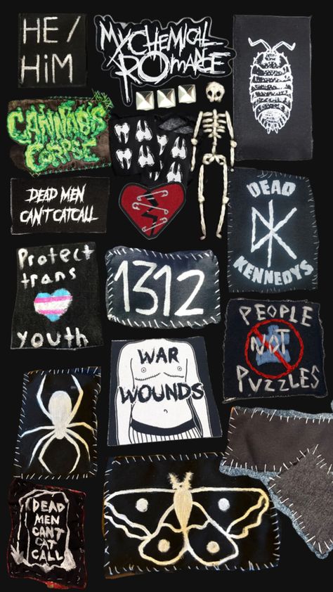 Patch Ideas Diy, Punk Patches Diy, Punk Fashion Diy, Punk Style Outfits, Crust Punk, Punk Patches, Punk Design, Battle Jacket, Backpack Patches