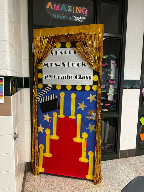 Hollywood theme door decoration for teacher appreciation week. Movie Theme Door Decorations Classroom, Hollywood Hallway Theme, Hollywood Door Decorations, Hollywood Theme Classroom Door, Hollywood Teacher Appreciation, Hollywood Theme Party Decorations, Teacher Appreciation Poster, Hollywood Theme Classroom, Teacher Appreciation Themes