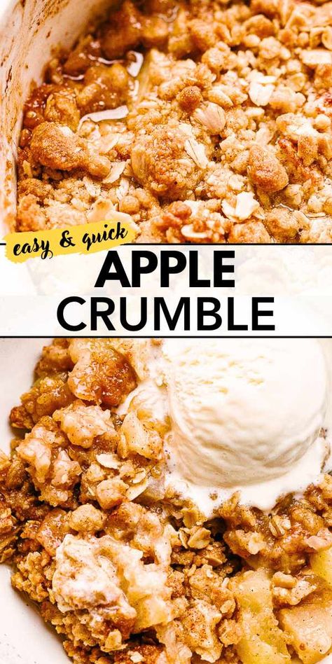 This homemade Apple Crumble is loaded with apples and cinnamon, plus a sweet buttery crumble on top, and it's baked until tender, caramelized, and golden! The Best Apple Crumble, Best Apple Crumble Recipe, Best Apple Crumble, Easy Apple Crisp Recipe, Apple Crumble Recipe, Apple Crisp Easy, Apple Crisp Recipe, Crumble Recipe, Apple Crisp Recipes