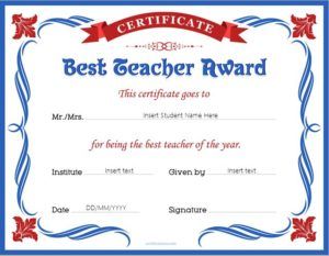 Best teacher award certificate template for MS Word DOWNLOAD at http://certificatesinn.com/best-teacher-award-certificates/ Best Teacher Certificate Free Printable, Teacher Certificates, Best Teacher Award Certificate, Certificate For Teachers, Best Teacher Certificate, Teacher Gifts For Students, Best Teacher Award, Kindergarten Classroom Ideas, Letter I Worksheet