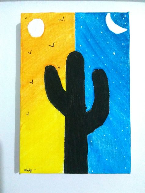 Scenery Drawing For Kids, Tinta Guache, Cute Easy Paintings, Cactus Drawing, Trippy Drawings, Easy Canvas Art, Easy Drawings Sketches, Art Drawings Sketches Creative, Cute Easy Drawings