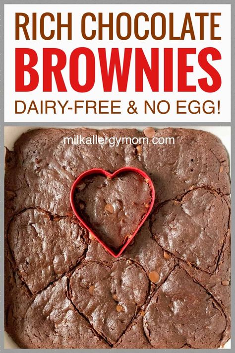 No Egg Brownies, Homemade Brownies Recipe, Easy Homemade Brownies, Dairy Free Deserts, Milk Allergy Mom, Nut Free Desserts, Gluten Free Brownies Recipe, Homemade Brownies Easy, Egg Free Desserts