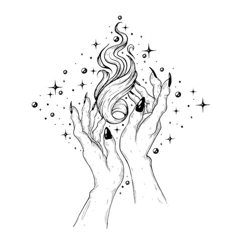 Growing A Business, Magic Drawing, Witch Coloring Pages, Fantasy Tattoos, Magic Tattoo, Doodle Tattoo, Doodle Inspiration, Foil Art, Magical Art