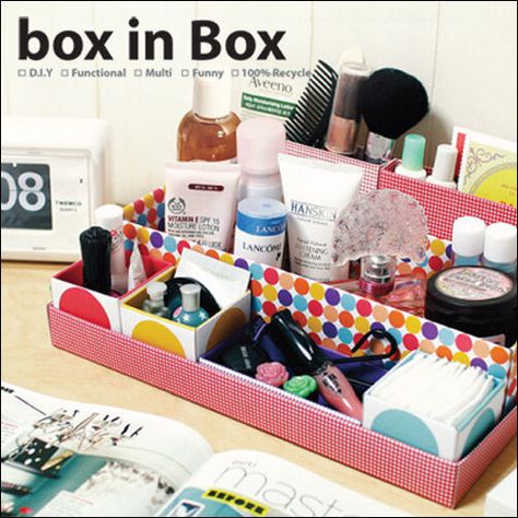 The Best Ideas for Diy Makeup organizer Shoebox - Home Inspiration and Ideas | DIY Crafts | Quotes | Party Ideas Diy Perfume Organizer, Diy Box Organizer, Diy Desk Organization, Diy Makeup Organizer, Cardboard Organizer, Perfume Organizer, Carton Diy, Diy Desktop, Cardboard Storage