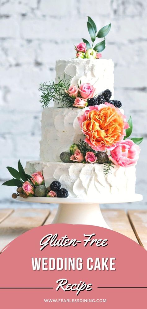 Gluten Free Wedding Cake Recipe, Gluten Free Dairy Free Cake, Cake Recipe For Decorating, Gluten Free Wedding Cake, Gluten Free Wedding, Homemade Wedding Cake, Gluten Free Vanilla Cake, Italian Wedding Cakes, Gluten Free Cake Recipe