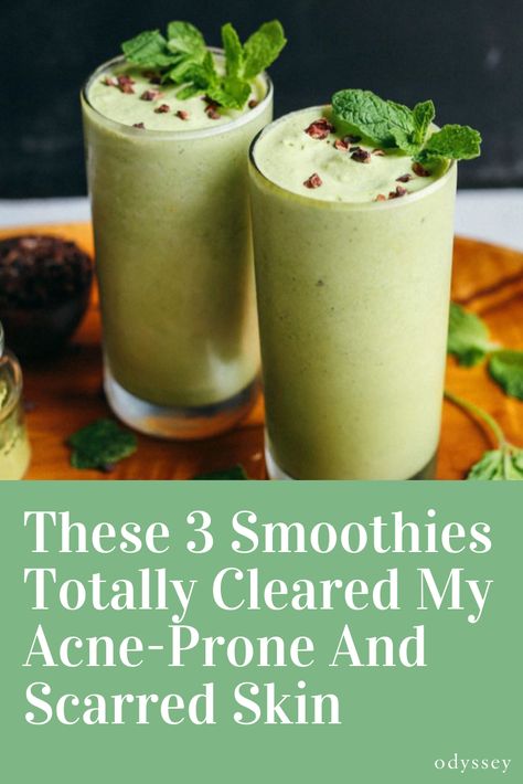 Smoothies That Help With Acne, Smoothies For Acne Clear Skin, Meals For Acne Prone Skin, Smoothie For Skin Acne, Acne Smoothie Clear Skin Juice Recipes, Anti Acne Smoothie, Acne Clearing Smoothie, Skin Clearing Smoothies, Breakfast For Acne Prone Skin