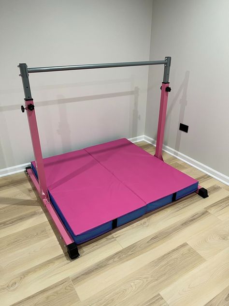 Amazon.com : Safly Fun Gymnastics Bar for Kids Ages 3-15 for Home - Steady Steel Construction, Anti-Slip, Easy to Assemble, 3' to 5' Adjustable Height : Sports & Outdoors Home Gymnastics Room For Kids, Uneven Bars Gymnastics, Gymnastics At Home, Gymnastics Room, Uneven Bars, Gymnastics Girls, Bday Ideas, Steel Construction, Gymnastics