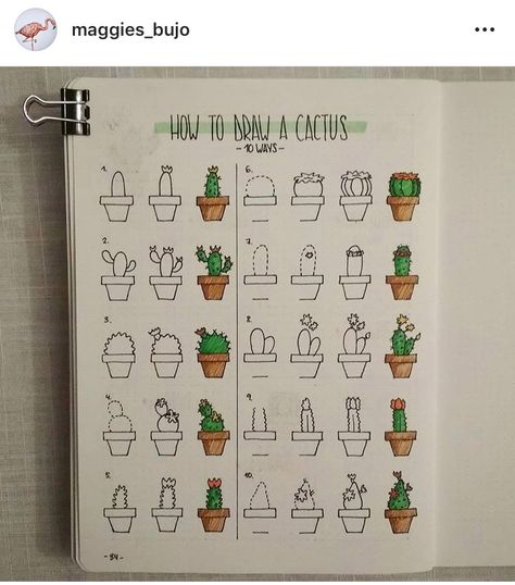 17 Cute Bullet Journal Doodles You Can Easily Copy on Your Spreads – Angela Giles Draw A Cactus, Doodles Easy, Cactus Doodle, How To Dr, Cactus Drawing, Easy Doodles, Bullet Journal Notebook, Bullet Journal Art, Bullet Journal Doodles