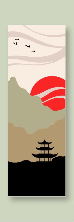 Hand-drawn Japanese Landscape Bookmark Japanese Bookmark Printable, Japanese Bookmark, Watercolor Books, Bookmark Template, Personalized Bookmarks, Japanese Landscape, Japanese Books, Bookmarks Printable, Brand Kit