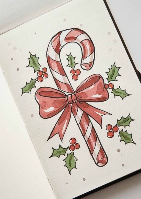 Looking for easy and beautiful Christmas watercolor projects to try this season? Explore 50  ideas in this guide, including DIY cards, festive trees, and winter landscapes. Download the free Christmas painting templates and pin this for your next holiday art session! Merry Christmas Journal Ideas, Easy Watercolor Bookmark Ideas, Holiday Drawing Ideas, Water Colour Ideas, Christmas Watercolor Ideas, Journal Drawings, Easy Christmas Drawings, Christmas Cards Drawing, Xmas Drawing