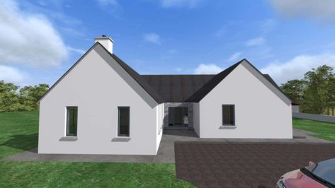 New Bungalow in Co. Mayo – Irish House Plans Bungalow, Irish Bungalow Design, Modern Irish House, Irish House Plans, House Designs Ireland, Cottage Extension, Modern Bungalow Exterior, Small Modern House Plans, Farmhouse Renovation