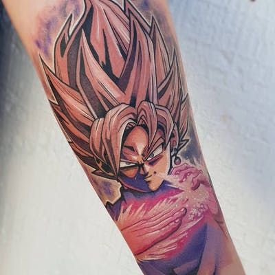 Goku Black Tattoo Design, Goku Black Tattoo, School Tattoo Ideas, Culinary Tattoos, Dbz Tattoo, Dbz Super, Ball Tattoo, Majin Vegeta, Goku Drawing