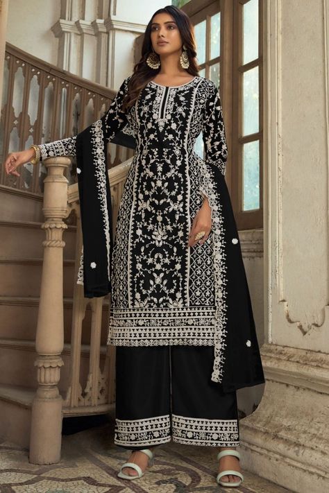 Black Heavy Butterfly Net Palazzo Suit Kurta Plazo Set, Kurta Plazo, Women Pant Suits, Plazo Set, Designer Palazzo, Plazzo Suits, Butterfly Net, Ethnic Suit, Suit Salwar