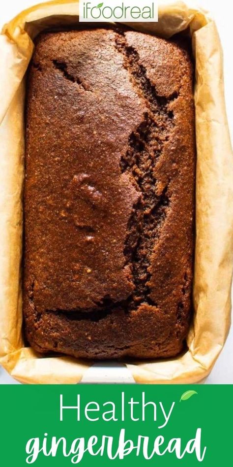 Naturally sweetened Healthy Gingerbread Loaf is moist and slightly sticky, made with warming spices, applesauce and whole wheat or spelt flour. The result is a lighter, guilt free homemade gingerbread treat based on a holiday classic! Cranberry Pumpkin Bread, Ginger Loaf Cake, Easy Gingerbread Recipe, Gingerbread Loaf Recipe, Spelt Flour Recipes, Pumpkin Cranberry Bread, Healthy Gingerbread, Cranberry Pumpkin, Gingerbread Loaf