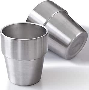 Newk Stainless Steel Cups, 10 Oz Metal Cups, Double Wall Drinking Tumblers for BBQ/Home/Office/Party/Driving – Set of 2 packs Coffee Party, Camping Cups, Metal Cups, Ice Water, Coffee Milk, Stainless Steel Cups, Coffee Tumbler, Fun Cup, Office Party