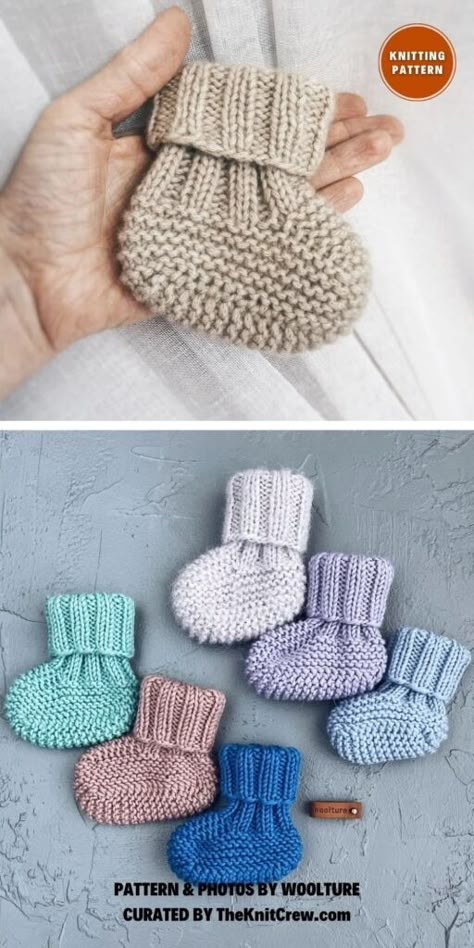 Knit Baby Slippers Free Pattern, Knitted Baby Booties Free Pattern, Knit Baby Booties Pattern Free, Knitted Baby Gifts, Baby Mittens Knitting Pattern, Baby Mittens Knitting, Bootie Pattern, Baby Socks Knitting Pattern, Knitted Baby Boots