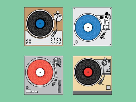 Dj Set Illustration, Turntable Illustration, Dj Illustration, Vinyl Illustration, Beppu, Vintage Music Posters, Spooky Stickers, Vinyl Record Art, Music Illustration