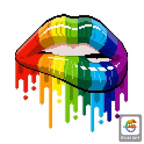 Rainbow Lips Fuse Bead Patterns, Art Apps, Perler Bead Art, Rainbow Art, Fuse Beads, Hama Beads, Perler Beads, Bead Art, Beading Patterns