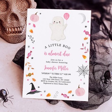 $2.1 | Little Boo Pink Ghost Halloween Baby Shower - little boo baby shower, ghost baby shower, halloween baby shower, pumpkin baby shower, fall baby shower, boo baby shower, little boo is almost due, autumn baby shower, pink ghost baby shower, girl baby shower Invitations Halloween Party, Ghost Birthday, Hey Sunshine, Halloween Illustrations, Spooky One, Halloween Birthday Invitations, Pink Ghost, Pumpkin Birthday, Halloween Bash