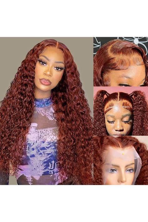 EAGERA Reddish Brown Lace Front Wigs Human Hair 13x4 Reddish Brown Deep Wave Lace Front Wigs Human Hair for Women Reddish brown Curly Human Hair Wigs Pre Plucked With Baby Hair 150% Density 22inch Hairstyles For White Women, Deep Wave Lace Front Wigs, Brown Lace Front, Curly Lace Frontal, Full Lace Frontal, Deep Wave Wig, Human Lace Wigs, Wig Hairstyles Ideas, Human Hair Color