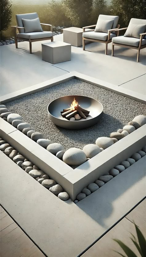 15+ Affordable Gravel Fire Pit Ideas for Budget-Friendly Fun 48 Gravel Fire Pit Ideas, Gravel Fire Pit, Fire Pit Ideas, Square Fire Pit, Backyard Diy, Fire Pit Area, Fire Pit Designs, Diy Backyard Landscaping, Outdoor Gardens Design