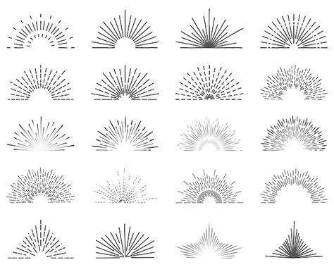 Set of twenty line light rays. sun burst... | Premium Vector #Freepik #vector #sun-line #vintage-sunburst #starburst #sunburst Help Tattoo, Sun Rays Tattoo, Roots Tattoo, Lotr Tattoo, Ray Tattoo, Light Tattoo, Map Pattern, Memphis Pattern, Sun Tattoos