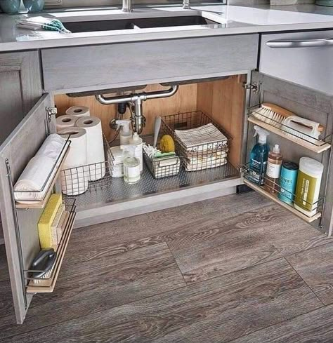 Kitchen Sink Storage, Desain Pantry, Kitchen Cupboard Designs, Kabinet Dapur, Diy Kitchen Renovation, Small Kitchens, Diy Kitchen Storage, Kitchen Design Plans, House Design Kitchen