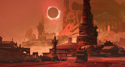 ArtStation - City of Damned Desert City, Dark City, Scene Art, Fantasy City, Fantasy Story, Personal Project, Sci Fi Fantasy, City Art, Dark Fantasy Art