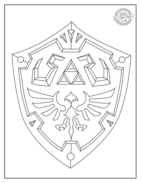 The Legend of Zelda Coloring Pages Hylian Shield Tattoo, N64 Tattoo, Legend Of Zelda Coloring Pages, Loz Cosplay, Zelda Coloring Pages, Link Shield, Zelda Shield, Shield Drawing, Shield Template