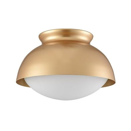 The flush mount ceiling lights canopy and outer metal dome shade boast a rustproof gold finish, enlivening your interior with a glint of glamour. Crafted of hand-blown milk glass, its inner glass dome shade rounds out the design and elevates your interior with a graceful touch. It doubles up on the dome shades, creating layers of nuanced light. Its inner milk glass shade is encircled and protected by a bigger gold metal shade, boasting elegant geometry and adding a ton of eye appeal to the scene Mount Ceiling Lights, Canopy Lights, Ceiling Light Fixture, Ceiling Fan Chandelier, Home Decor Lights, Semi Flush Mount, Glass Dome, Garden Lamps, Glass Domes