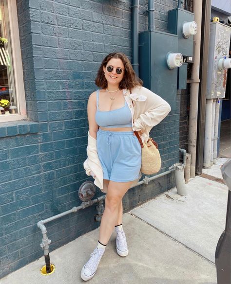 Been loving the color baby blue recently and not only is this set super cute but it is extremely comfy! Shop it now. #liketoknowit #comfyoutfit #loungewear #influencer #influencerstyle Poses For Mid Size Women, Mid Size Photo Poses, Summer Fits Midsize, Chubby Summer Outfits, Mid Size Fashion Summer, Mid Size Summer Outfits, Mid Size Summer, Mid Size Style, Summer Midsize