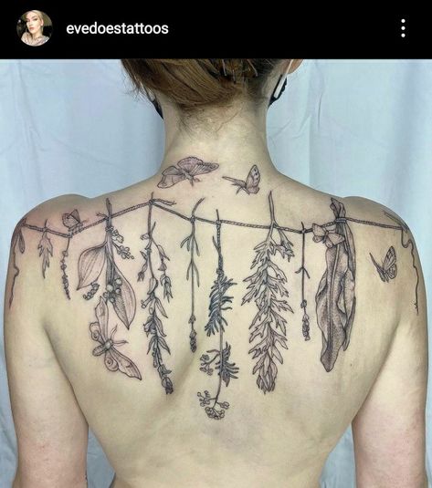 Herb Tattoo, Witchcraft Tattoos, Thistle Tattoo, 16 Tattoo, Fern Tattoo, Full Tattoo, Full Body Tattoo, Back Piece, Dope Tattoos