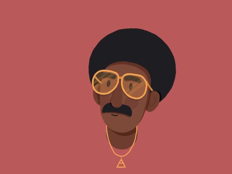 Stuntin' by Chris Guyon 2d Flat Character Design, Disco Character Design, Animation Gif Illustration, Black Man Illustration, Animation Face, Afro Illustration, Flat Character Design, Sunglasses Illustration, 2d Character Animation