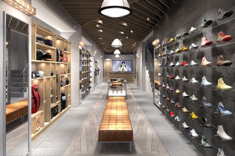 Onitsuka Tiger Store, Osaka – Japan » Retail Design Blog Shoe Store Design, Tiger Store, Sneaker Shop, Store Interiors, Shop House Ideas, Shop House Plans, Interior Display, Retail Store Design, Sneaker Stores