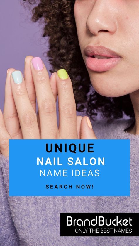 Are you looking for a name for your nail salon business? We have thousands! Choose a premium brandable name here! nail salon names, nail salon names ideas, nail salon names unique, nail salon names ideas business, nail salon business name ideas, nail salon business names, business naming, sweet brand name Nail Salon Names Unique, Nail Salon Names Ideas Unique, Nail Studio Names Ideas, Nail Shop Names Ideas, Salon Names Ideas Business, Nails Page Name Ideas, Nail Page Name Ideas, Nail Business Names Ideas, Spa Names