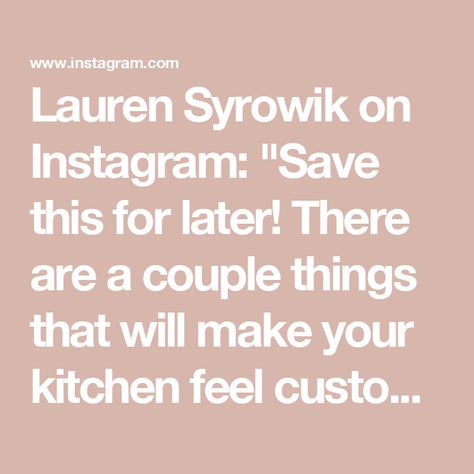 Lauren Syrowik on Instagram: "Save this for later!

There are a couple things that will make your kitchen feel custom:

1. Panel-ready appliances. We chose the 36” fridge over freezer from @fisherpaykel. This fridge is truly unique because it is a counterdepth fridge with an articulating hinge that prevents it from sticking out like most counterdepth fridges! Our dishwasher is the panel-ready @boschhomeus 800 series DLX. Our wine fridge is the 24” panel-ready @marvelrefrigeration under counter fridge 

2. Cabinetry to the ceiling unless your ceilings are higher than 10’. It truly elevates the space. We personally requested that the ceiling in our kitchen be lowered so we would have less cabinetry (to save a little money). If you have soffits in your kitchen, hiding these with faux cabinetr Lauren Syrowik, Counter Depth Fridge, Counter Fridge, Under Counter Fridge, Couple Things, Wine Fridge, Stick It Out, Things That, A Couple