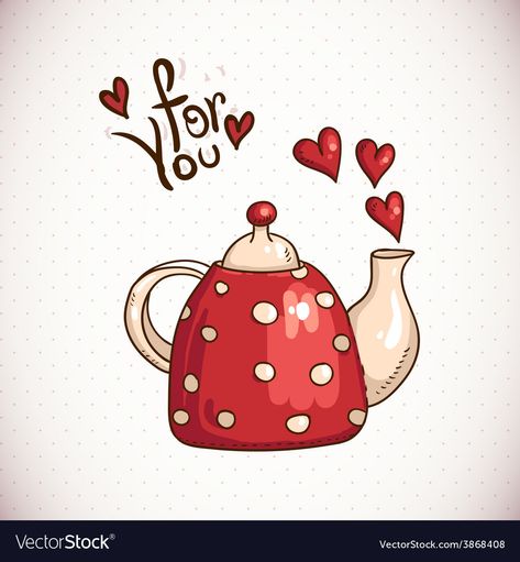 Valentines Day Drawing, Red Teapot, Valentines Watercolor, Valentines Art, Tea Art, Jena, Watercolor Cards, Coffee Art, Iphone Wallpapers