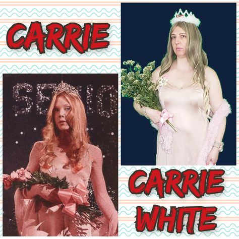 A brief tutorial on how to dress up as Carrie White from Carrie for a DIY Halloween costume or cosplay outfit. – Thrifty Subversion Diy Carrie Costume, Carrie White Costume, Carrie Costume, Movie Character Outfits, Carrie Movie, White Halloween Costumes, Clothing Exchange, Carrie White, Carrie Dress