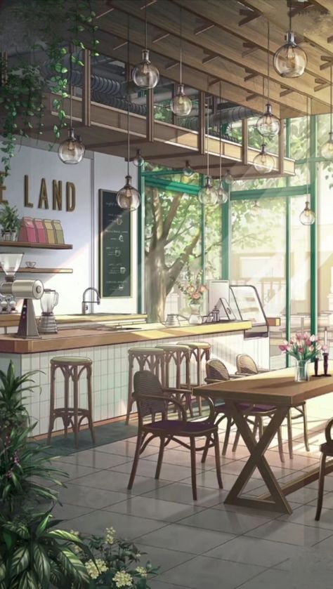 Anime Backgrounds Cafe, Anime Coffee, Anime House, Episode Interactive Backgrounds, Anime Places, Mandala Wallpaper, Building Illustration, Anime Room, Cottage Core Aesthetic