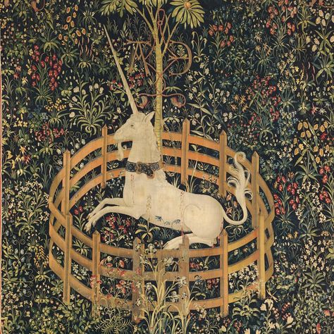 Did you know “The Unicorn in Captivity,” on view at #TheCloisters museum and gardens, was featured in “Harry Potter and the Half Blood Prince”? The Unicorn in Captivity (from the Unicorn Tapestries), 1495–1505. South Netherlandish. #metmuseum #BacktoHogwarts #HarryPotter #Hogwarts Abigayle Core, Scotland Tattoo Ideas, Unicorn In Captivity, Scotland Tattoo, Medieval Core, Medieval Revival, Unicorn Tapestries, Unicorn Tapestry, Unicorn Tattoo