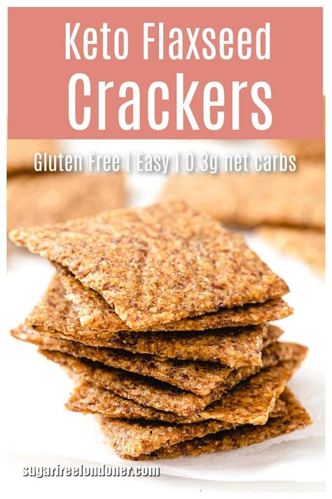 If you’re looking for egg free and nut free low carb crackers, try these Keto Flaxseed Crackers. They are super simple to make and require just 4 ingredients! I made the base recipe for you today but there’s so many flavour options to have fun experimenting with, from garlic powder to herbs to parmesan. #ketocrackers #flaxcrackers #flaxseedcrackers #lowcarbcrackersrnrn Flaxseed Crackers, Flax Seed Crackers, Low Carb Crackers, Boiled Egg Diet Plan, Flax Seed Recipes, Low Carb Low Sugar, Low Carb Breakfast Recipes, Cracker Recipes, 140 Pounds