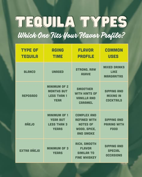 Don't know your Blanco from your Anejo? No worries, we've got you covered! Check out our handy comparison chart of tequila types on our website to help you make the perfect selection for your taste buds. ⁠ ⁠ With BottleRover, you can have confidence in your tequila choice and enjoy the festivities to the fullest. Order now and let the fiesta get started! 🎉🍹 ⁠ ⁠ #BottleRover #TequilaVarieties #ComparisonChart #5DeMayo #CelebrateInStyle Different Types Of Tequila, Types Of Tequila, Liquor Knowledge, Alcohol Types, Bar Knowledge, Bartending Basics, Tequila Types, Best Tequila Brands, Tequila Party